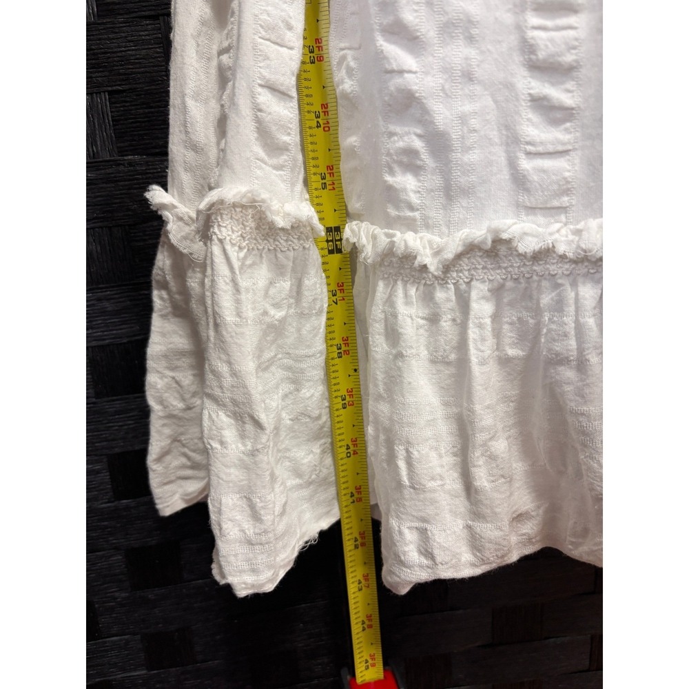 J.Crew Dress Women 10 White Cotton Seersucker Ruffle Hem Grad Bride Coquette - Picture 8 of 9